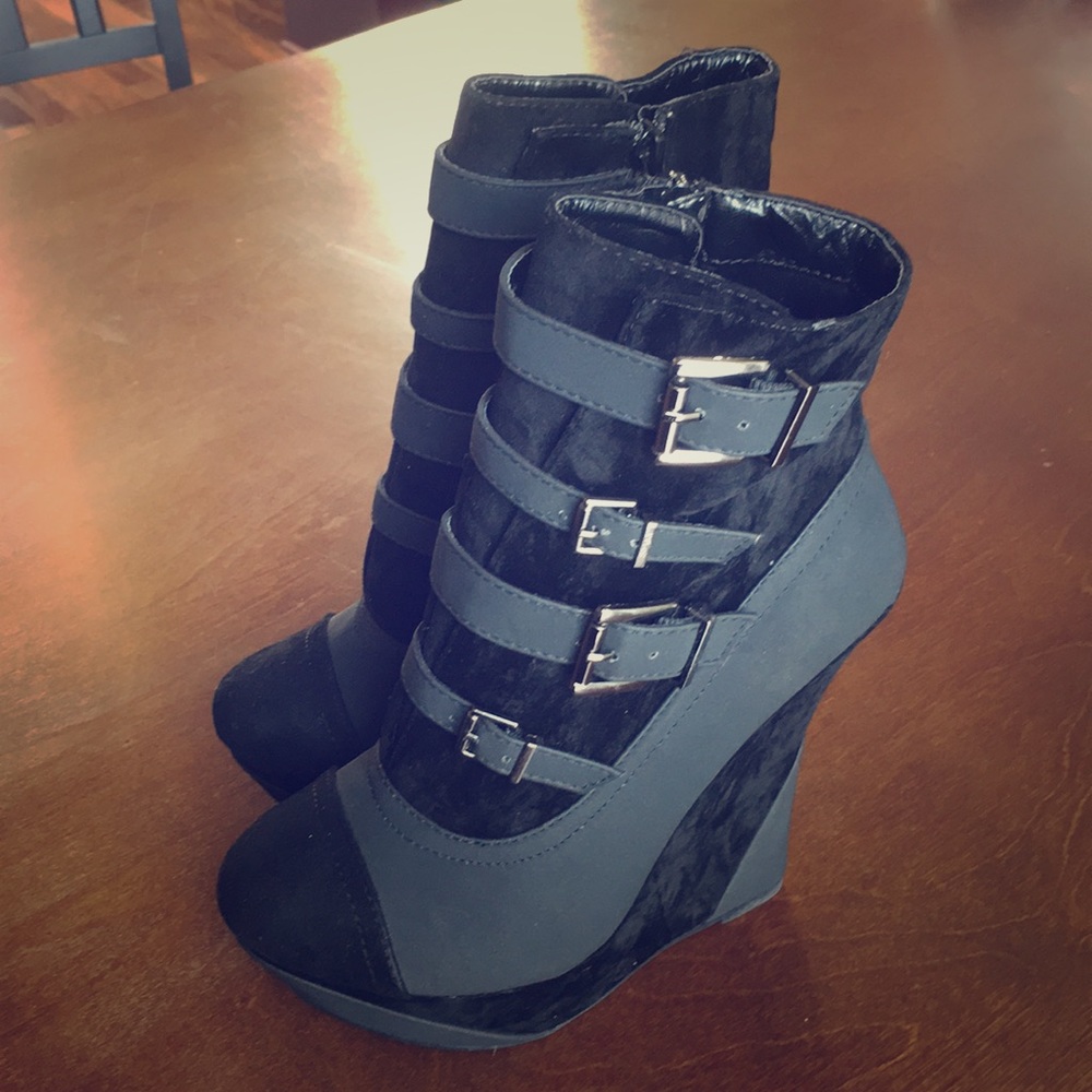 Black Wedge Ankle Booties